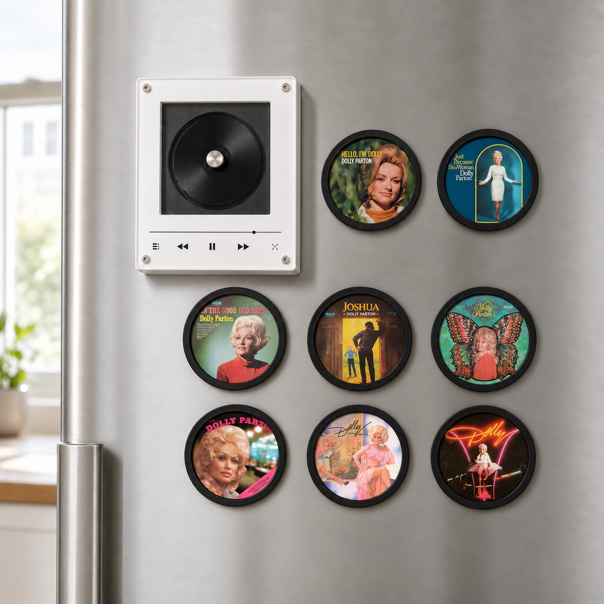 Dolly Parton MagTune Magnetic Music Player, Country Fan Gift,Mini Vinyl Album Magnet, Country Music Collectible