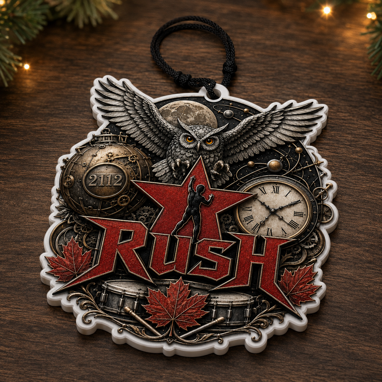 Rush 3D Raised-Effect Christmas Ornament – Steampunk Progressive Rock Decoration