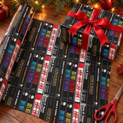 Guns N' Roses Cassette Spines Wrapping Paper - Hard Rock Band Vintage Audio Tape Gift Wrap