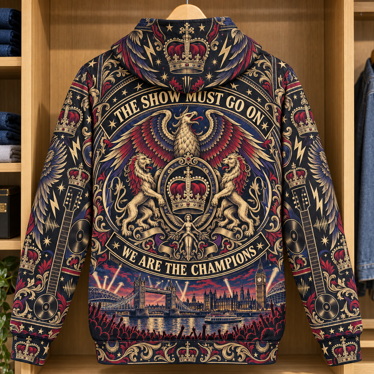 Queen Rock Legends Hoodie – Bohemian Rhapsody We Are The Champions Vintage Music Pullover, Classic Rock Fan Gift