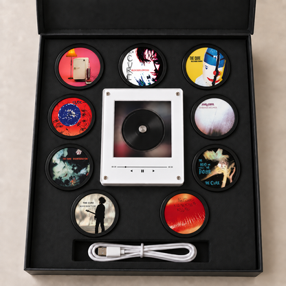 The Cure MagTune Mini Vinyl Player Set – Gothic Rock Gift, MagTune Gothic Rock Music Collectible, The Cure Gift Set
