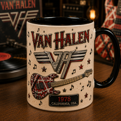 Van Halen Ceramic Mug – 1978 California Retro Hard Rock Ceramic Coffee Cup Fan Gift