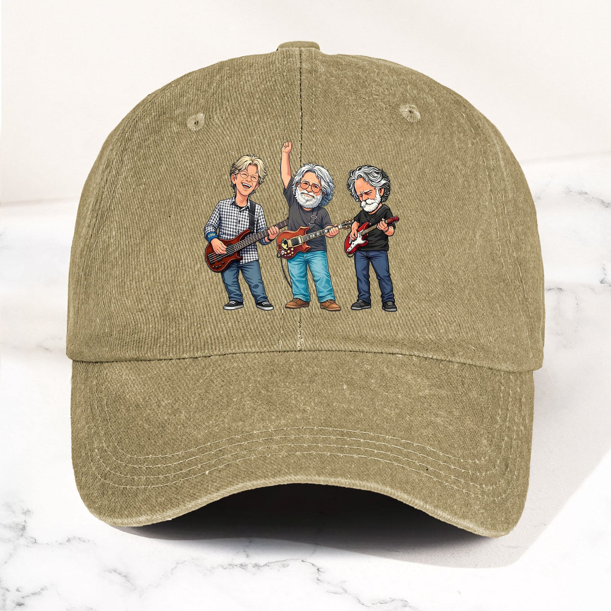 Grateful Dead Denim Dad Cap – Classic Trio Cartoon Band Design (With BOX)