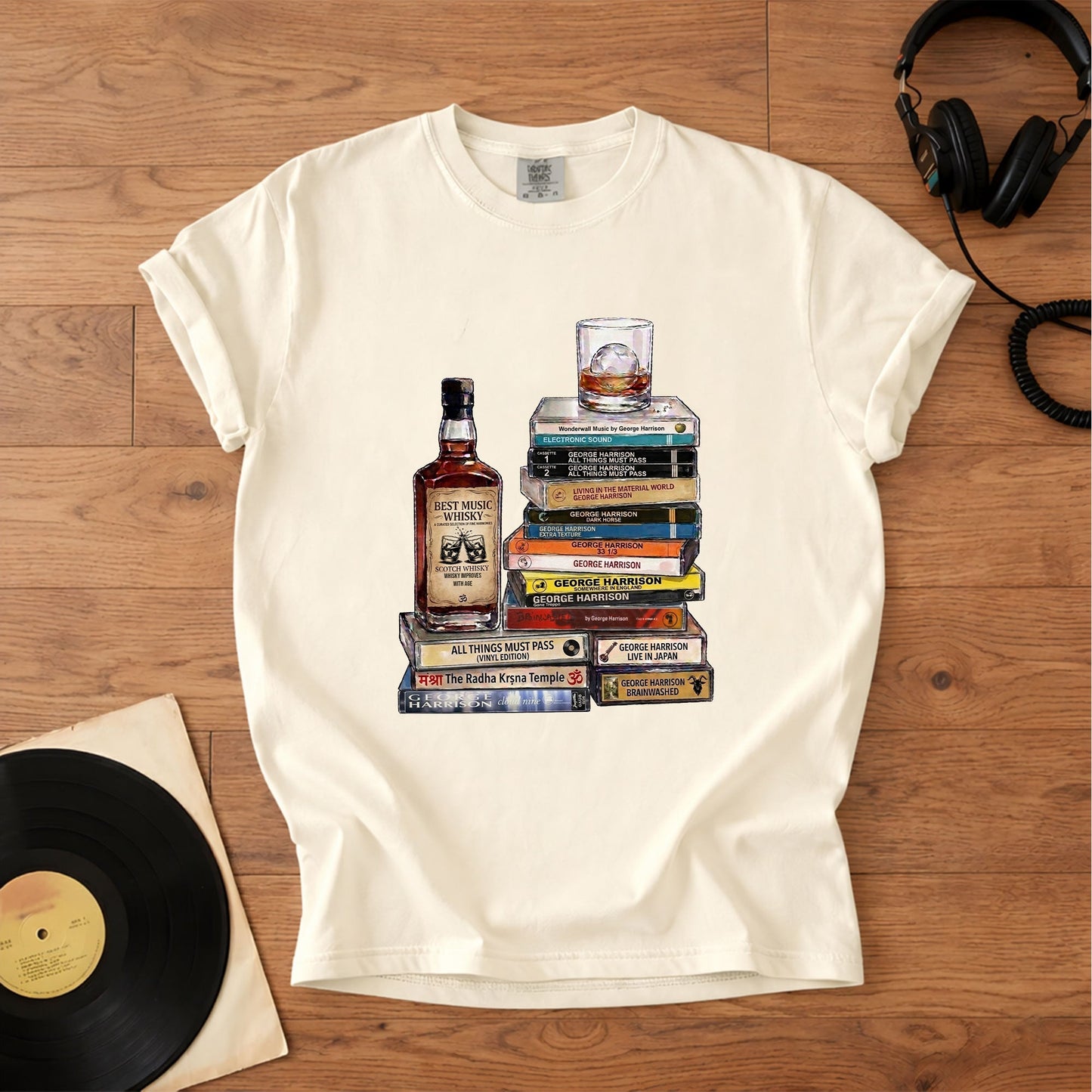 George Harrison Cassette Collection T-Shirt – Retro Music The Beatles Band Merch Tee