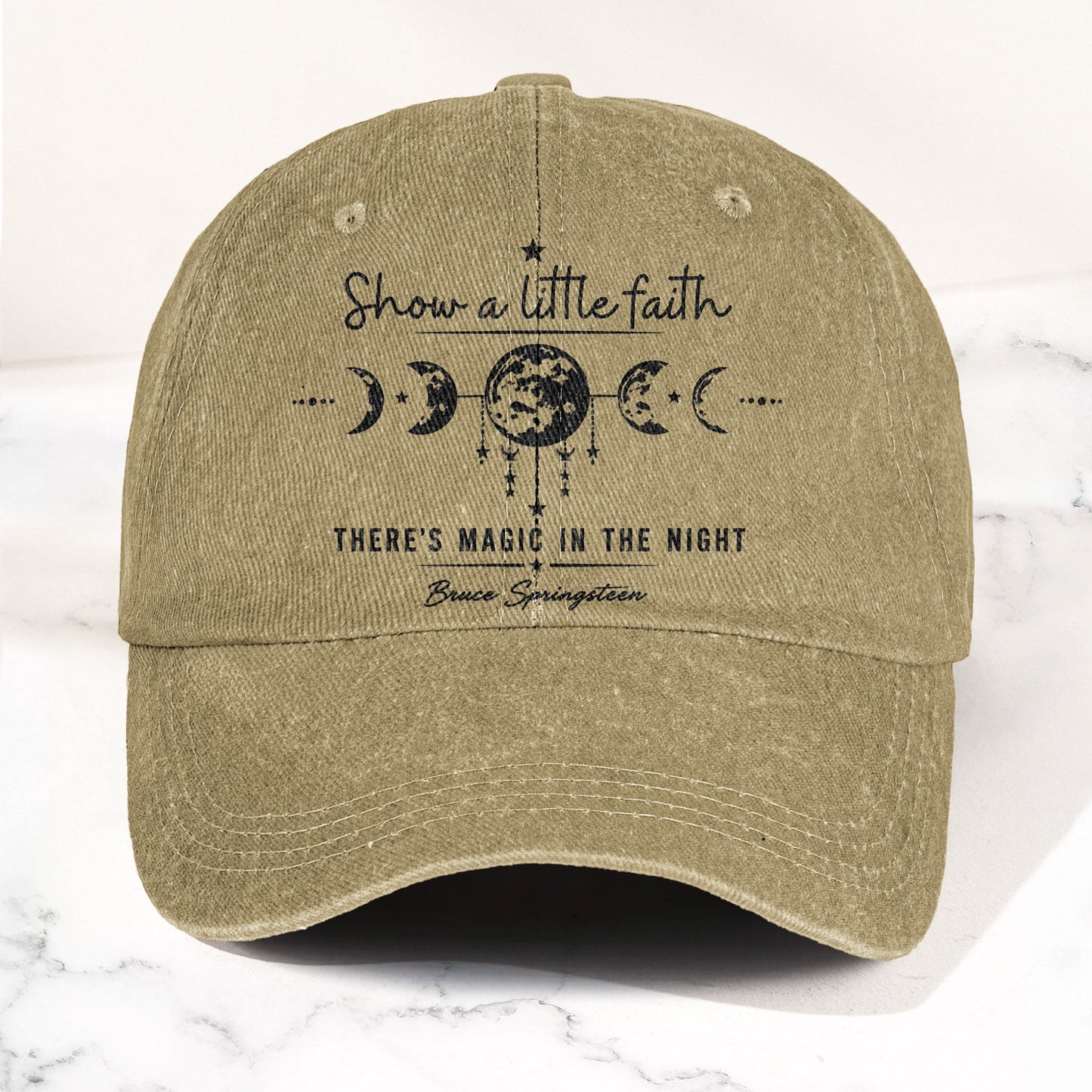 Bruce Springsteen Show a little faith, there's magic in the night Denim Cap – Retro Rock Music Fan Cap (With Box)