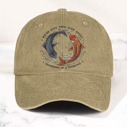 Pink Floyd We're Just Two Lost Souls Swimming In A Fish Bowl Vintage Denim Cap – Retro Dad Cap (With Box)
