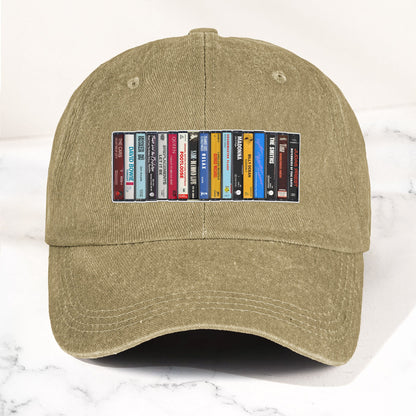 Vintage Cassette Tape Denim Dad Cap – Retro Music Collection Aesthetic Hat (With BOX)