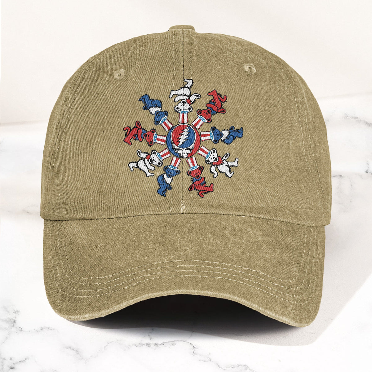 Grateful Dead Steal Your Face Dancing Bear Denim Cap – Vintage Music Grateful Dead Merch Gift for Dad (With Box)