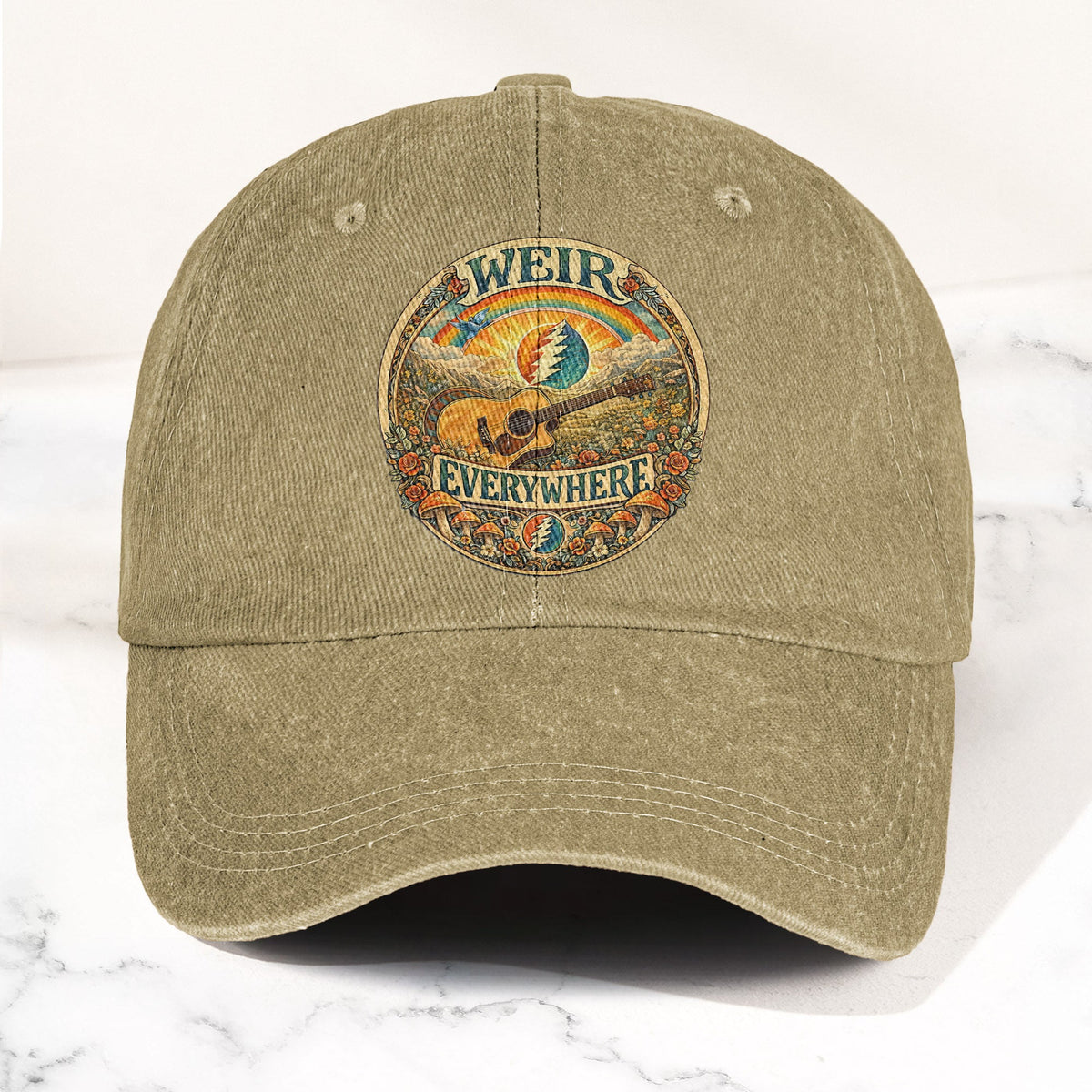 Grateful Dead Bob Weir Everywhere Acoustic Guitar Denim Cap – Retro Vintage Dad Cap Gift For Dad (With Box)