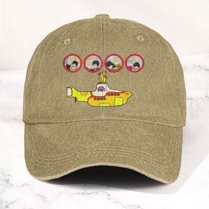 Yellow Submarine from The Beatles 1968 Cartoon Film Denim Cap – Retro Music Fan Concert Cap Gift For Dad (With Box)