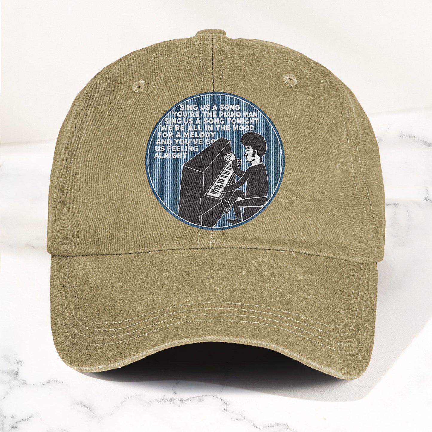 Billy Joel Piano Man Sing Us A Song Lyrics Vintage Graphic Denim Cap – Retro Vintage Dad Cap Gift For Dad (With Box)