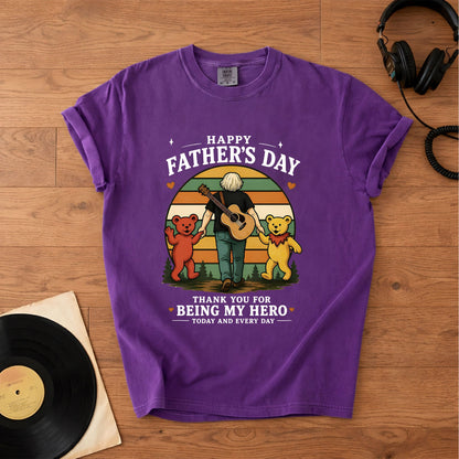 Father’s Day "My Hero" Graphic T-Shirt – Retro Music Grateful Dead Inspired Gift For Dad Tee