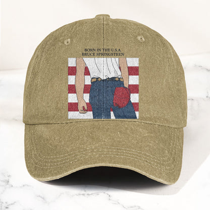 Born in the U.S.A  Bruce Springsteen Denim Cap – Retro Music Fan Merch Cap Gift For Dad (With Box)