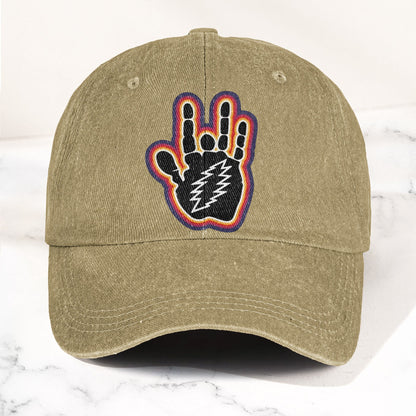 Grateful Dead Jerry Garcia Hand With Lightning Bolt Denim Cap – Retro Vintage Dad Cap Gift For Dad (With Box)