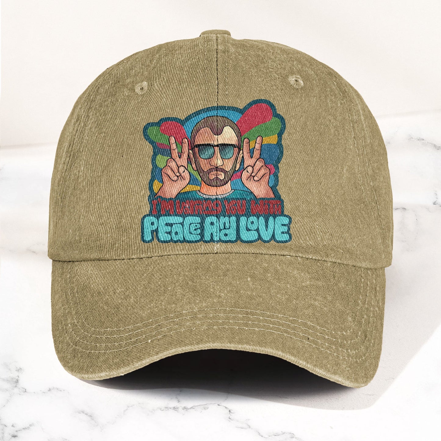 Beatles Ringo Starr Warning You With Peace and Love Denim Cap – Retro Rock Music Fan Cap (With Box)