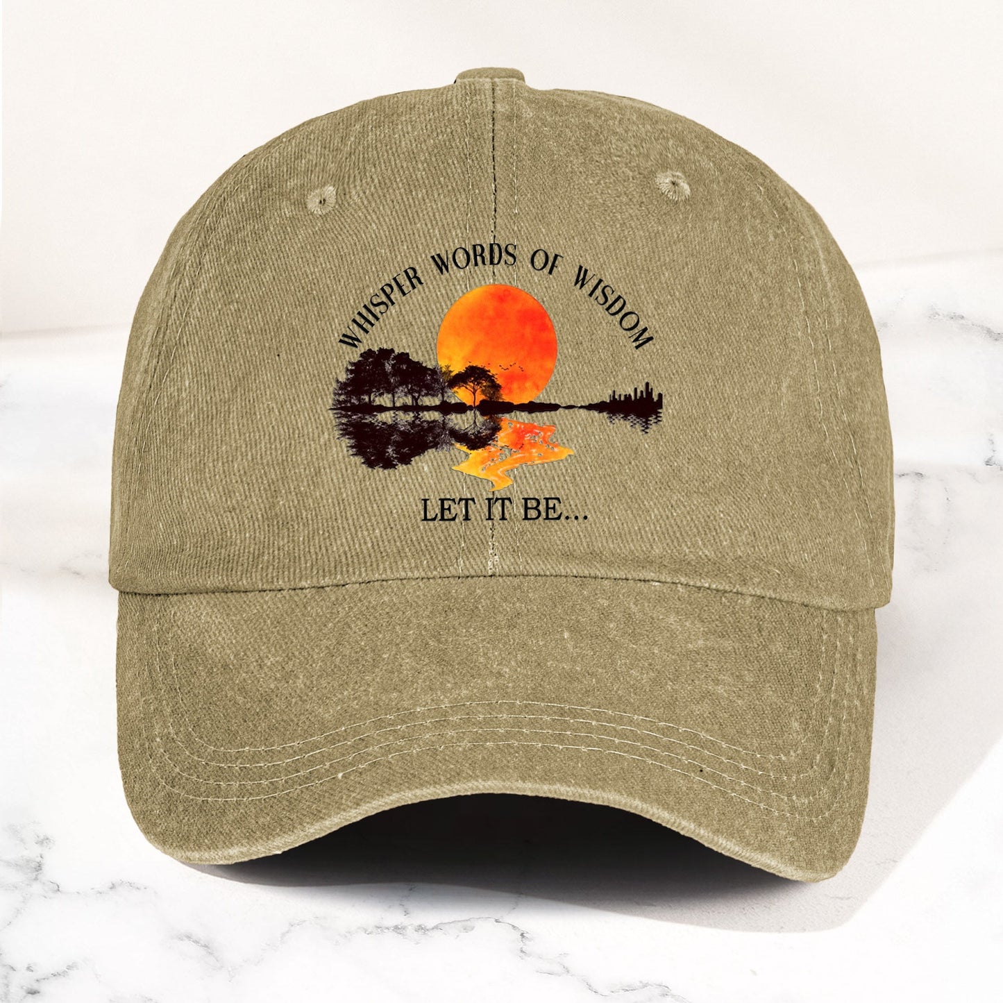 The Beatles Let It Be Whisper Words Of Wisdom Lyrics Graphic Denim Cap – Retro Rock Music Fan Cap (With Box)