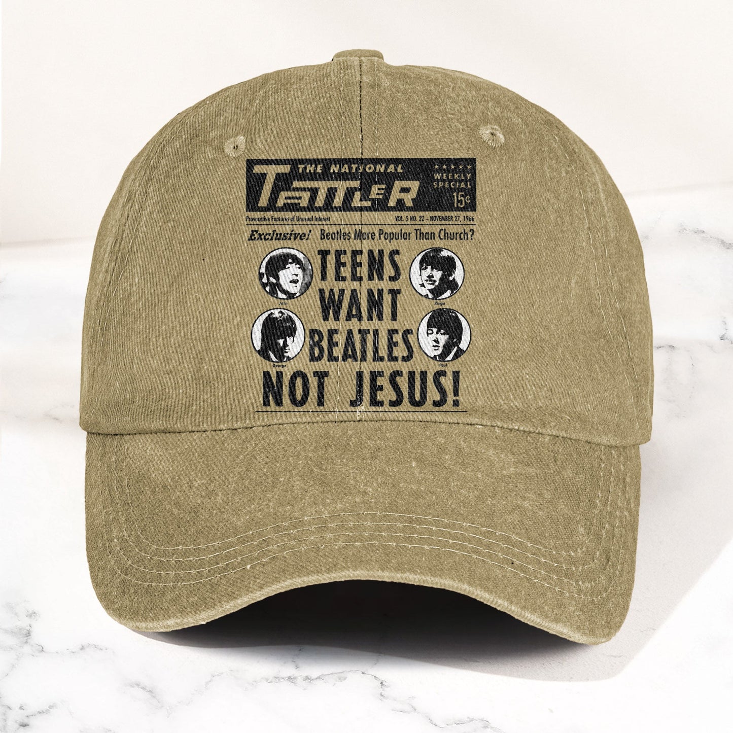 Teens Want Beatles Not Jesus Denim Cap – Retro Rock Music Fan Cap (With Box)