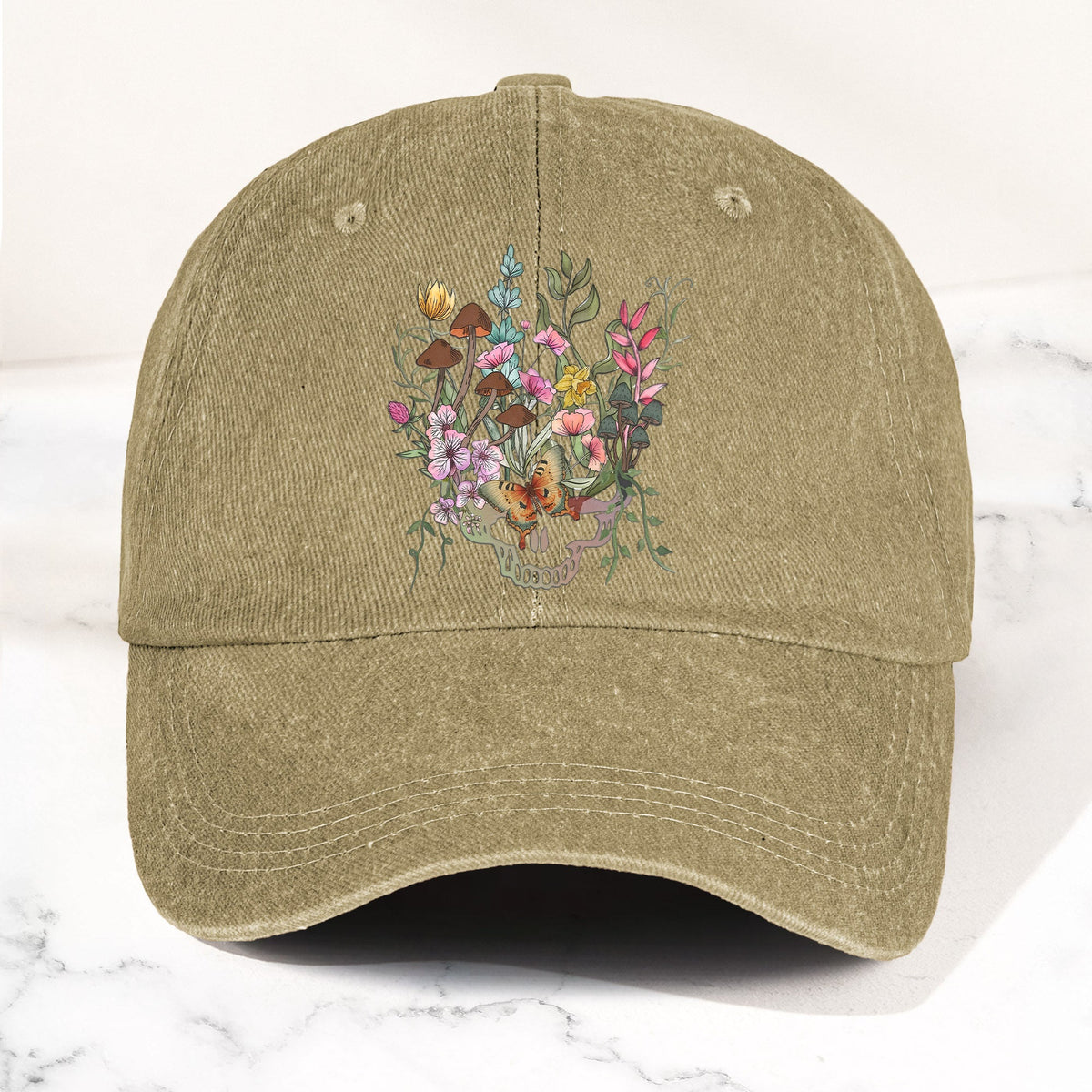 Grateful Dead Denim Dad Cap – Stealie Botanical Butterflies Design ( With BOX)