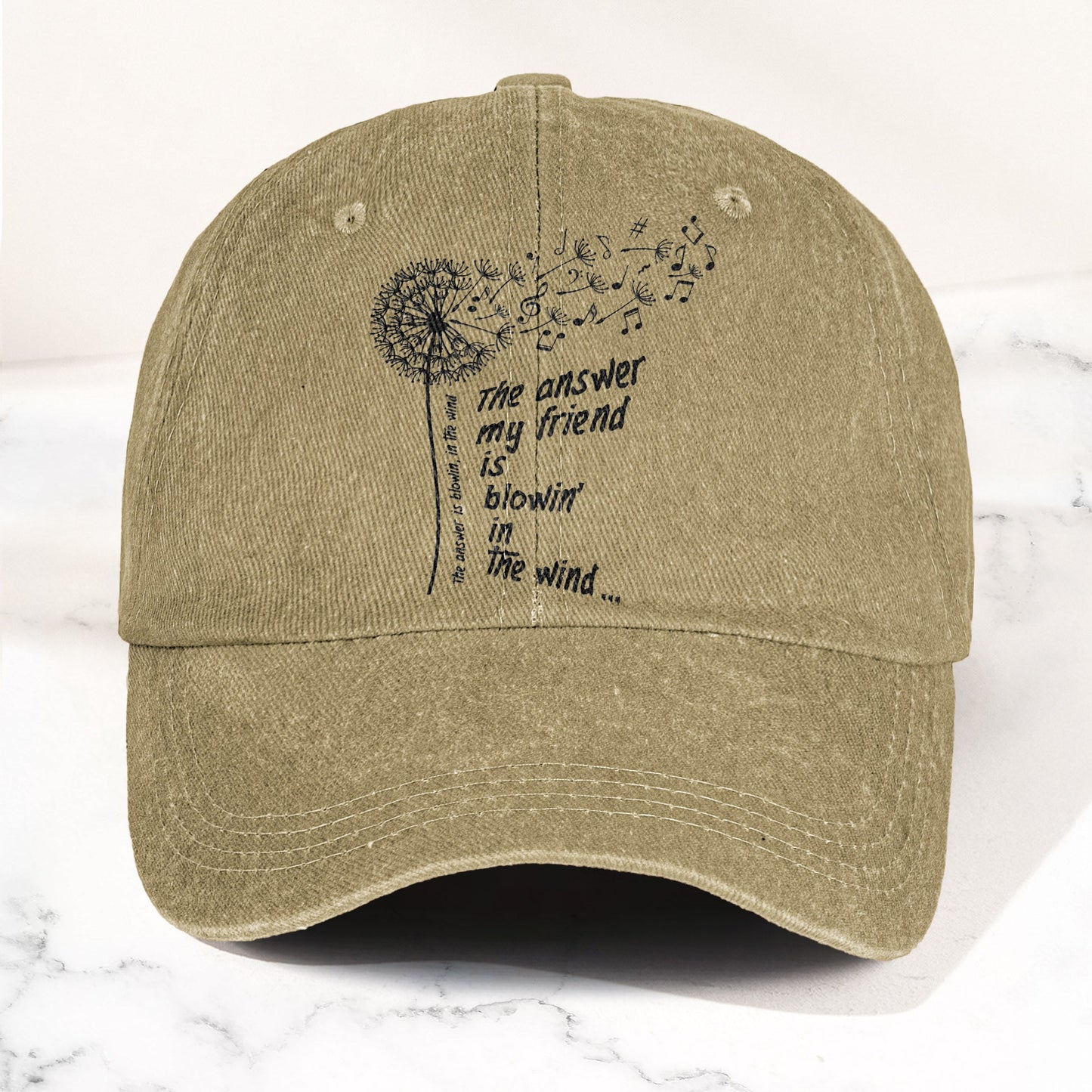 Bob Dylan Blowin In The Wind Dandelion Lyrics Folk Music Merch Denim Cap – Retro Vintage Dad Cap Gift For Dad (With Box)
