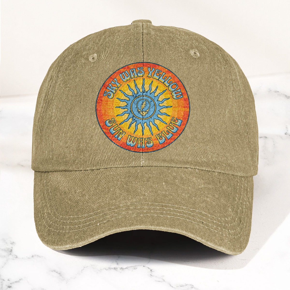Grateful Dead Sky Was Yellow Sun Was Blue Denim Cap – Retro Vintage Dad Cap Gift For Dad (With Box)