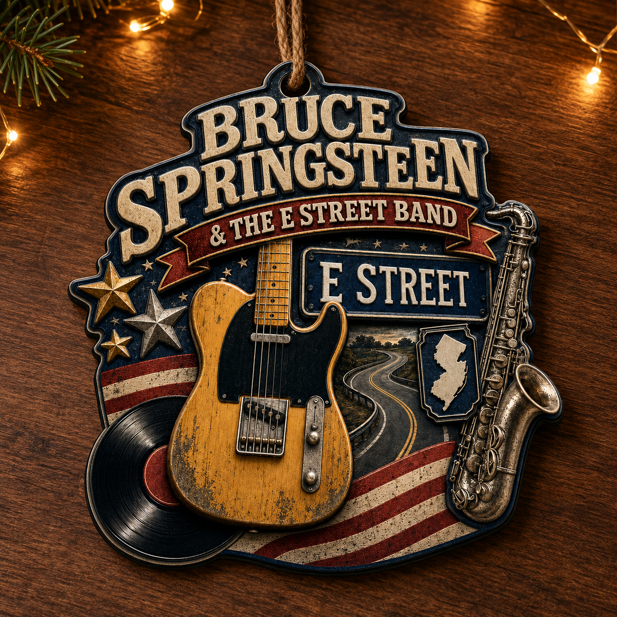 Bruce Springsteen 3D Raised-Effect Acrylic Ornament – E Street Americana Decoration