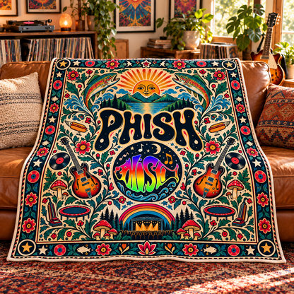 Phish Sherpa Blanket – Psychedelic Jam Band Art Home Decor & Bedding, Cozy Soft Gift for Phish Heads & Concert Fans