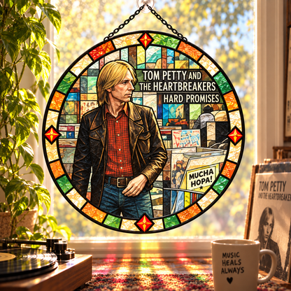 Tom Petty & The Heartbreakers Suncatcher, 9 Album Stained Glass Window Hanging, Classic Rock Music Gift