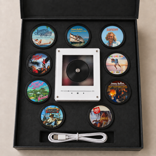 Jimmy Buffett MagTune, Magnetic Music Player Set, Mini Vinyl Album Magnets, Parrothead Gift, Tropical Rock Music Collectible