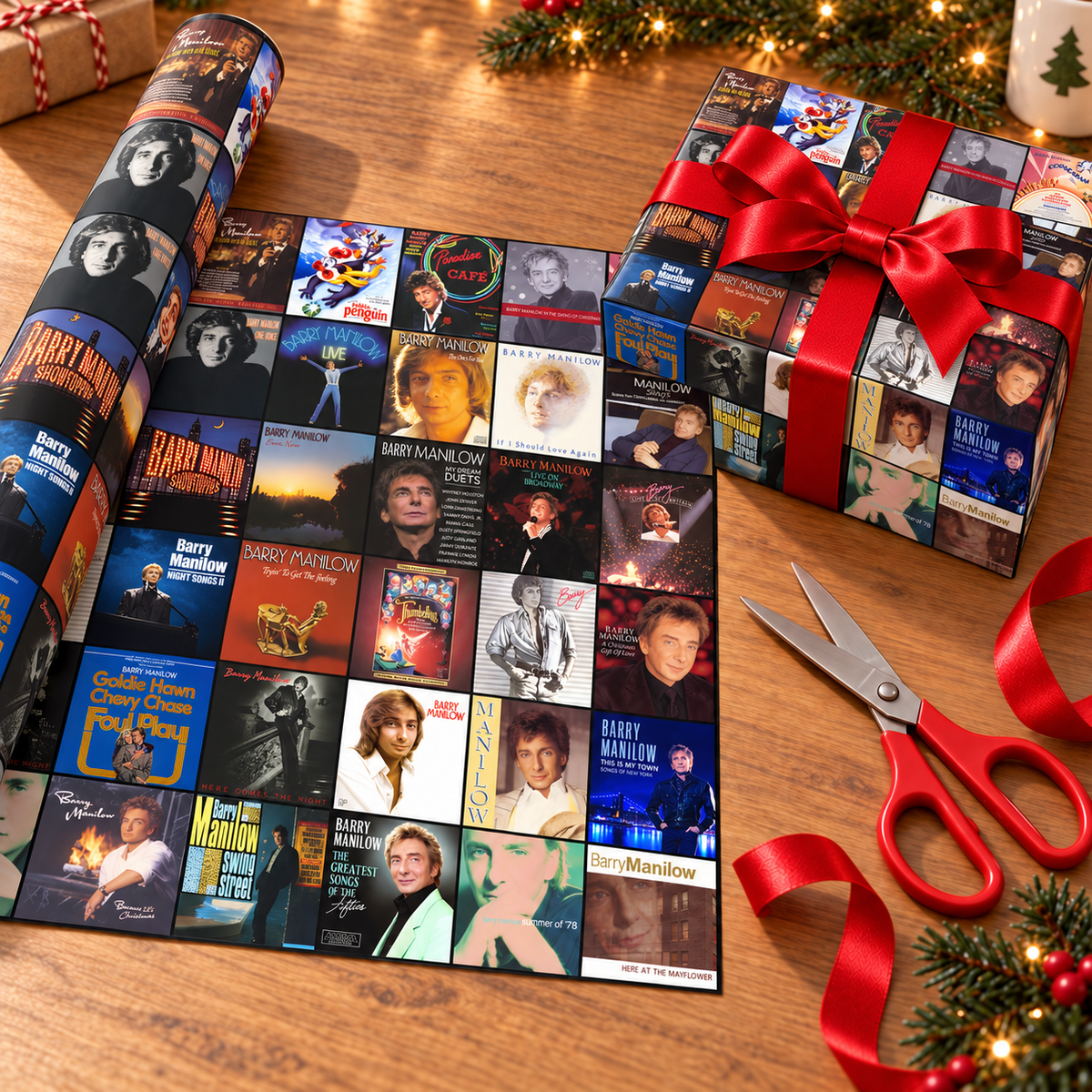 Barry Manilow Album Cover Collage Wrapping Paper – Pop Music Fan Gift Wrap Roll