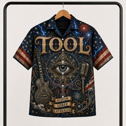 Tool Band Hawaiian Shirt - Unisex Vintage Third Eye Sacred Geometry Button Up