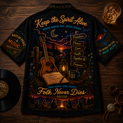 Folk Legends Hawaiian Shirt - Unisex Folk Never Dies Signpost Nature Summer Shirt