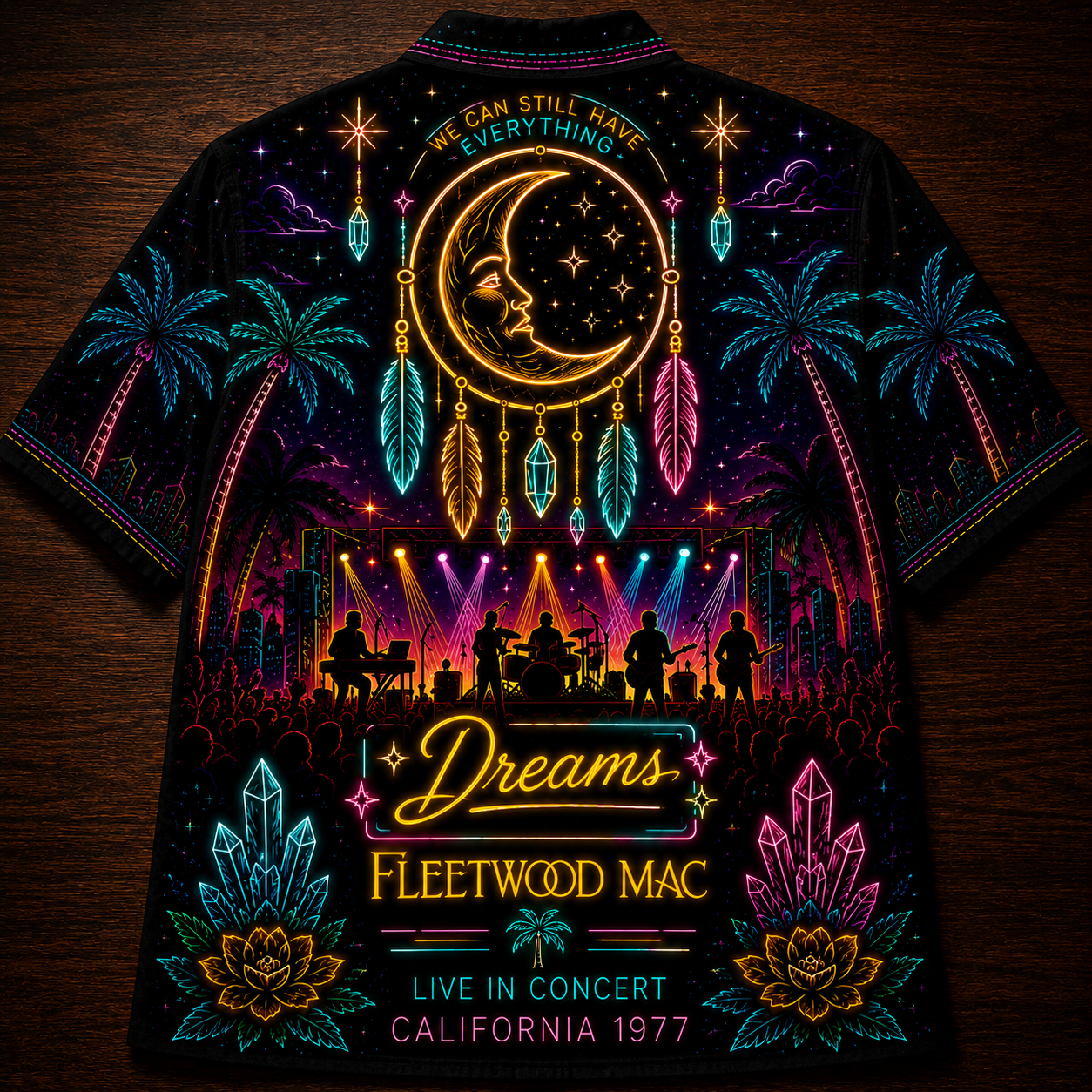 Fleetwood Mac Hawaiian Shirt - Unisex Neon Light Crystal Ball Button Up