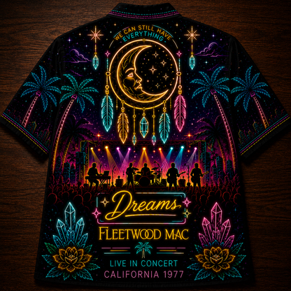 Fleetwood Mac Hawaiian Shirt - Unisex Neon Light Crystal Ball Button Up