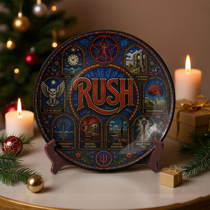 Rush Decorative Ceramic Plate with Display Stand – Classic Prog Rock Album Art Gift