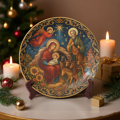 Holy Family Nativity Icon Decorative Ceramic Plate ?