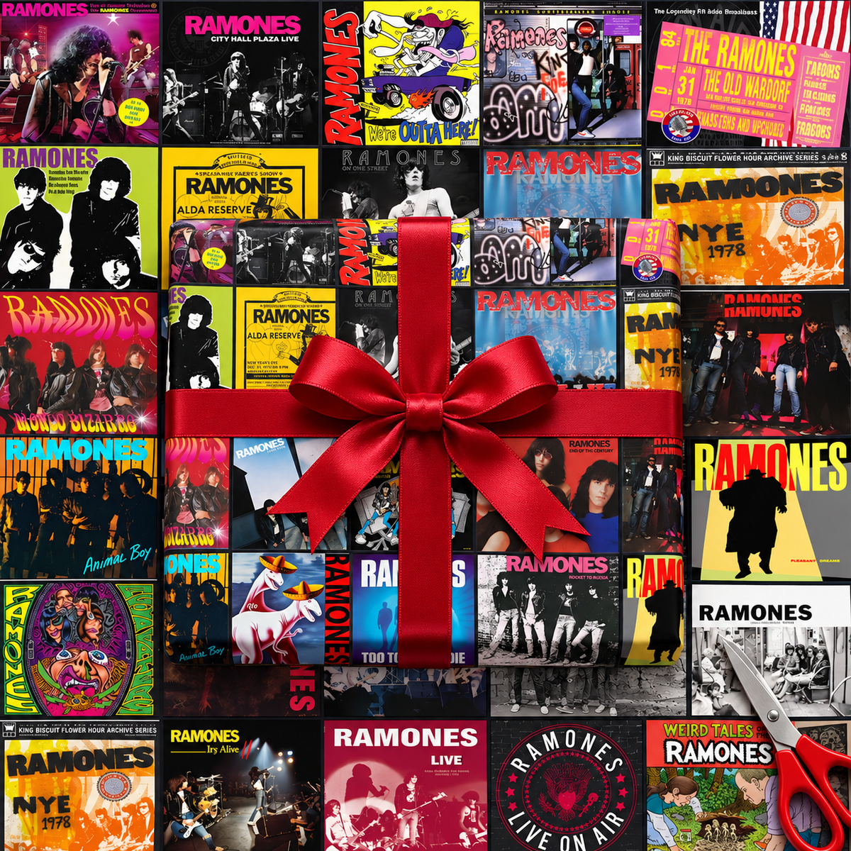 Ramones Album Cover Wrapping Paper Roll – Punk Rock Music Gift Wrap, Vintage Album Collage Christmas Wrapping Paper for Ramones Fans