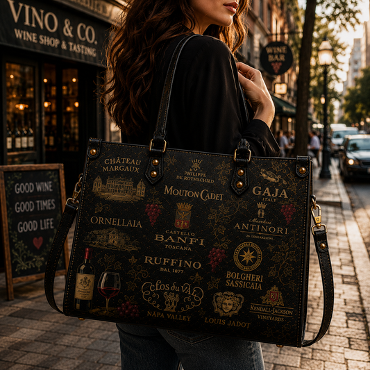 Fine Wine Connoisseur Faux Leather Handbag – Valley Inspired Wine Lover Tote Bag