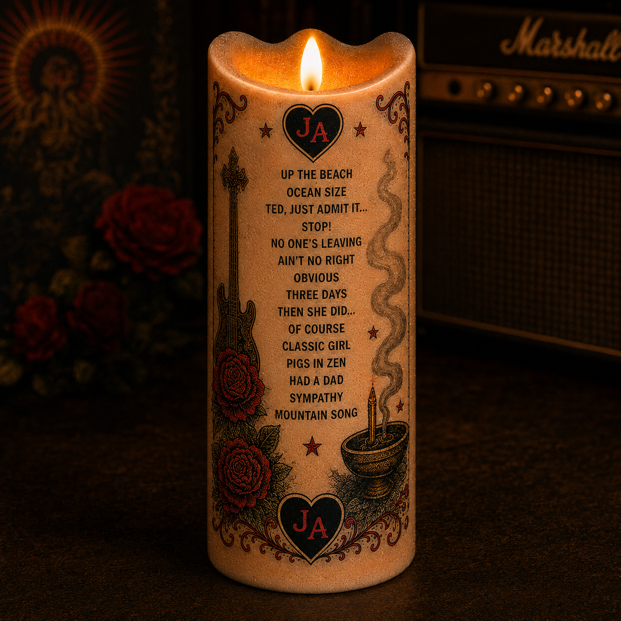 Jane’s Addiction Nothing’s Shocking LED Candle, Alternative Rock Flameless Candle, Vintage Music Gift for Jane’s Addiction Fans