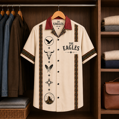 The Eagles Southwestern Eagle Hawaiian Shirt – Mexican Inspired Hawaiian Shirt White Version
