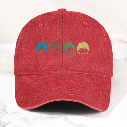 The Fabulous Four Faces Denim Cap – Retro The Beatles Tribute Merch Dad Hat (With Box)