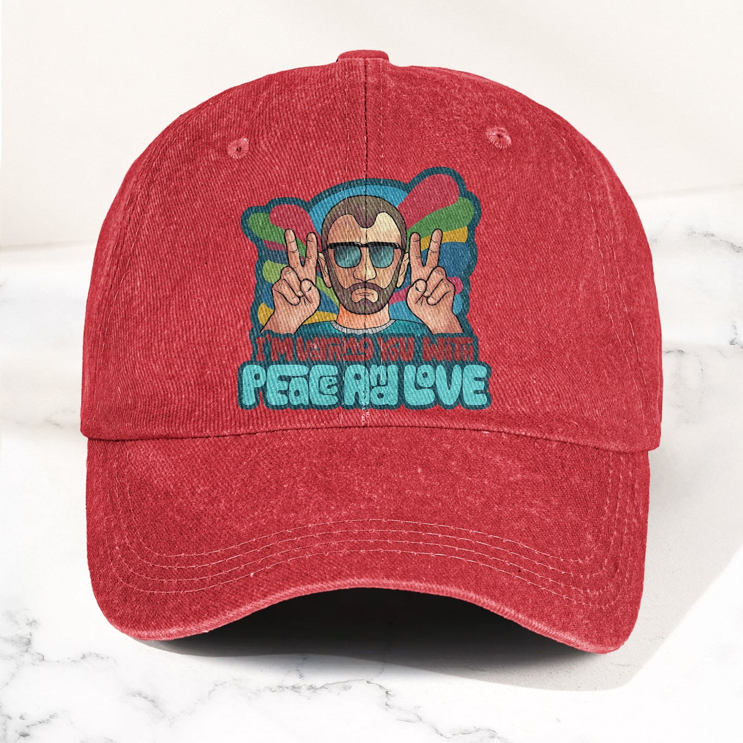 Beatles Ringo Starr Warning You With Peace and Love Denim Cap – Retro Rock Music Fan Cap (With Box)