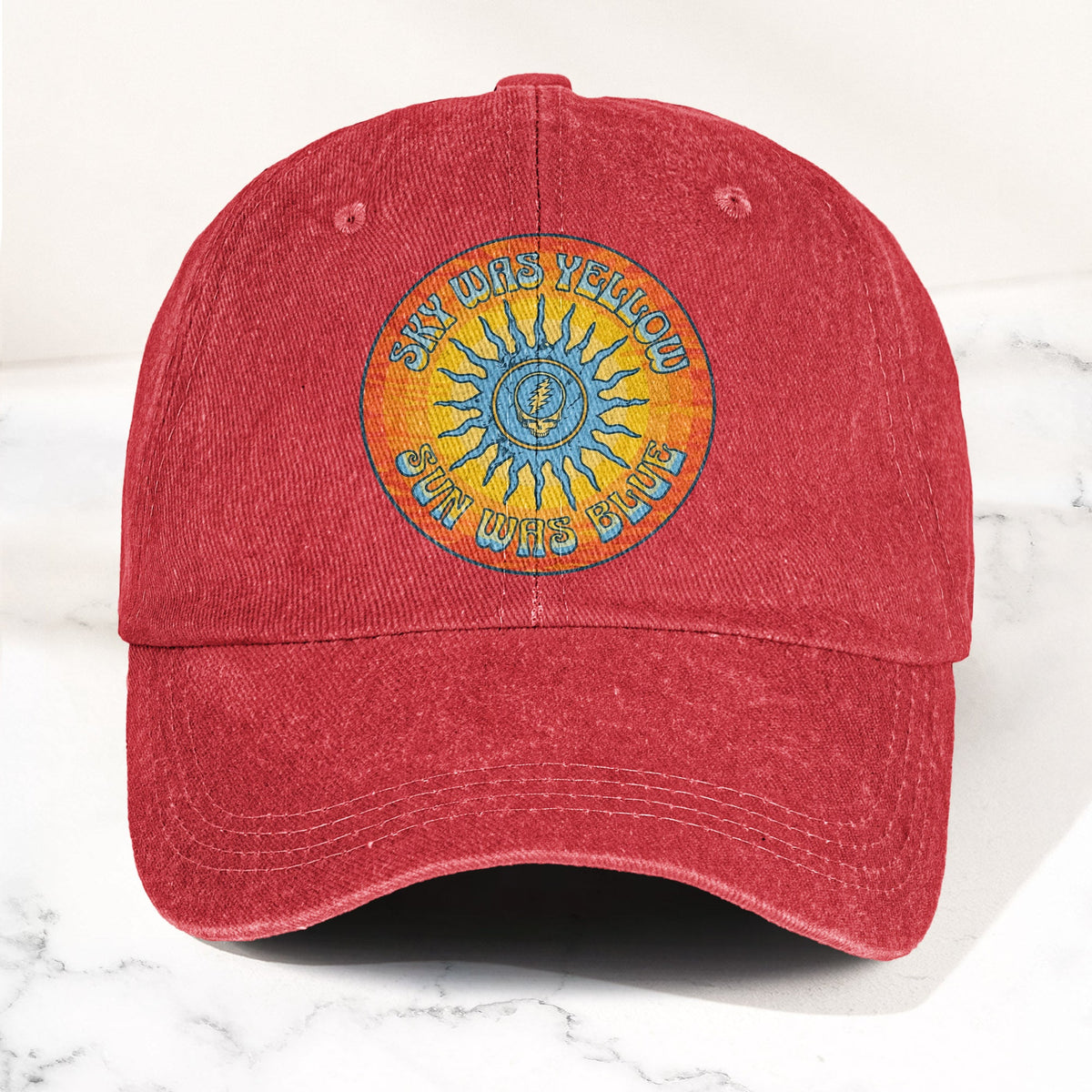 Grateful Dead Sky Was Yellow Sun Was Blue Denim Cap – Retro Vintage Dad Cap Gift For Dad (With Box)