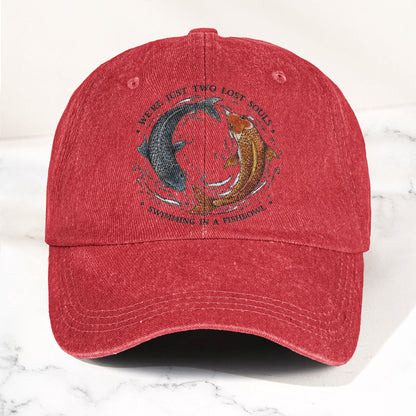 Pink Floyd We're Just Two Lost Souls Swimming In A Fish Bowl Vintage Denim Cap – Retro Dad Cap (With Box)