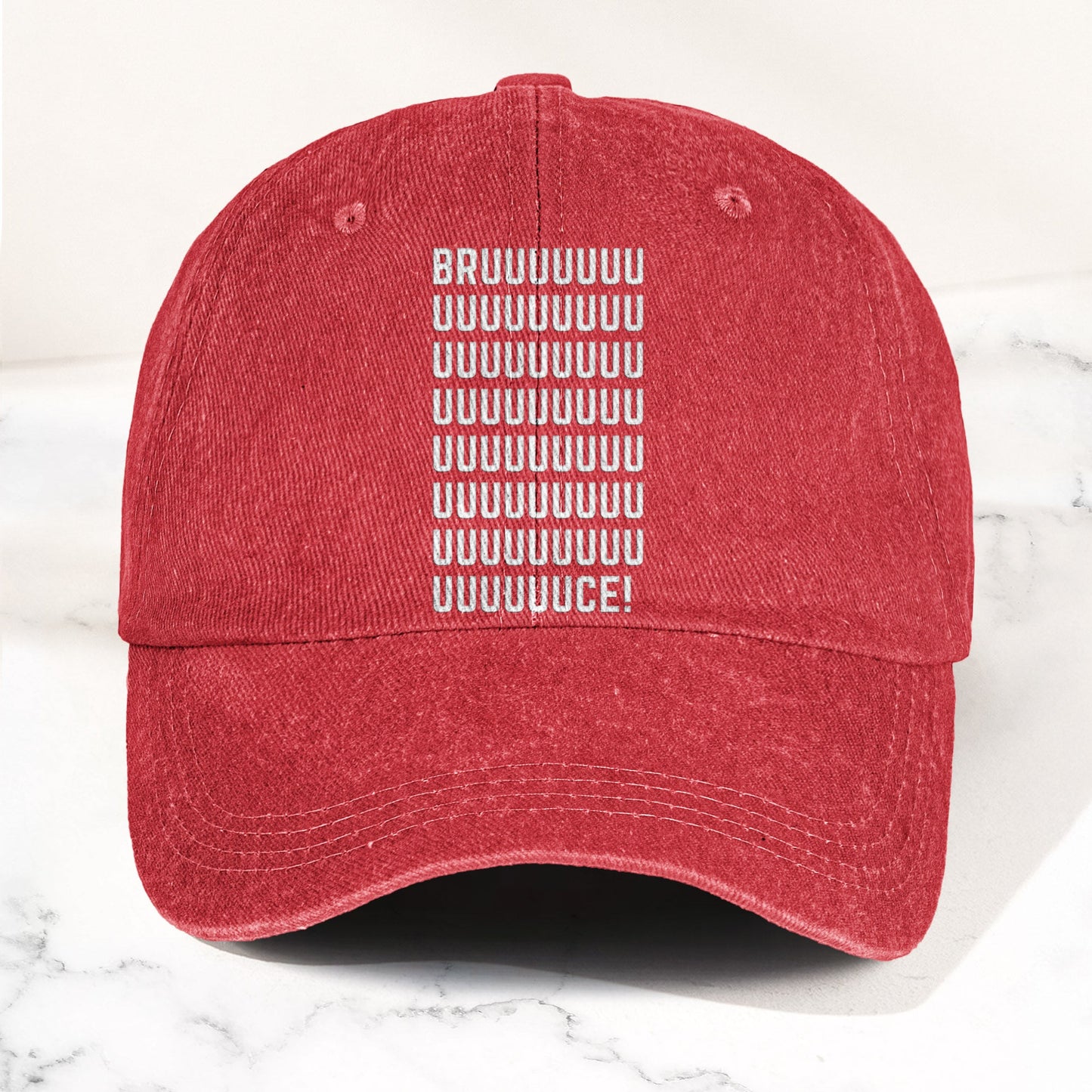Bruce Springsteen BRUUUUCE! Text Denim Cap – Retro Rock Music Fan Cap (With Box)