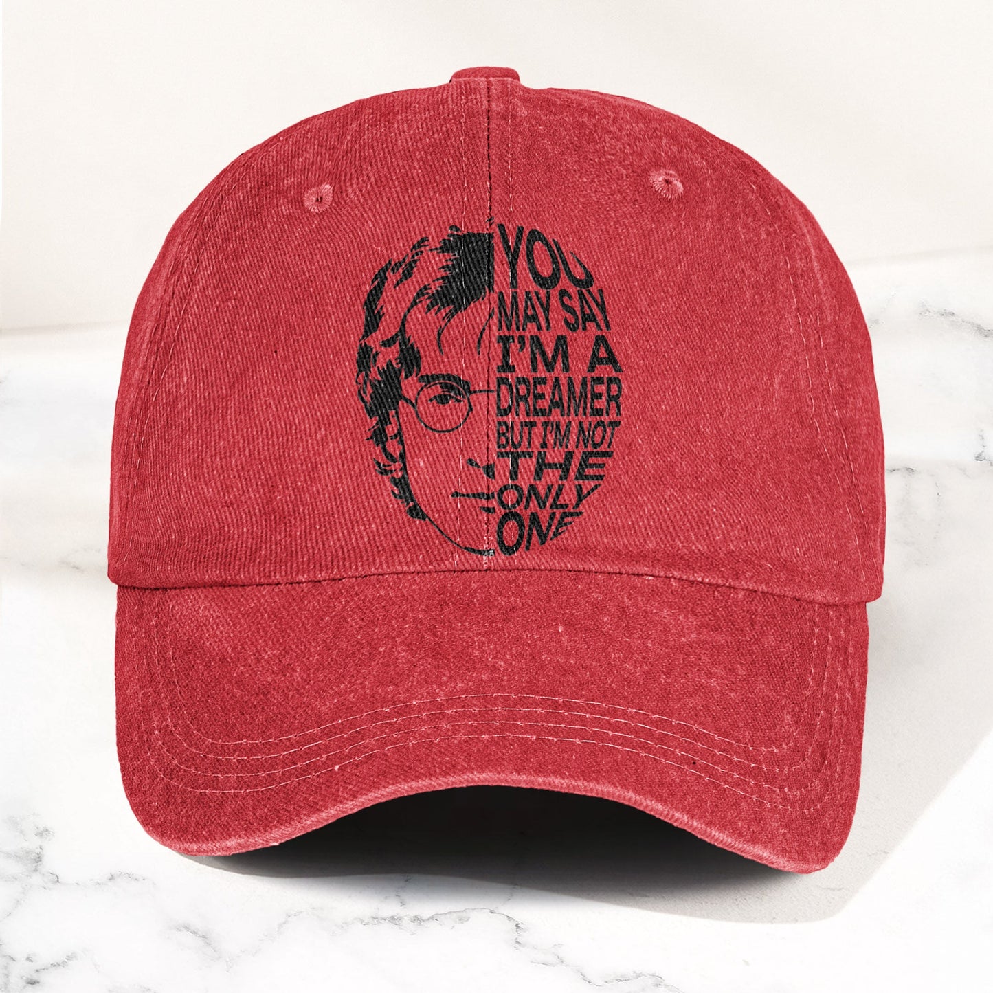 John Lennon You May Say I'm A Dreamer But I'm Not The Only One Denim Cap – Retro Rock Music Fan Cap Gift For Dad (With Box)