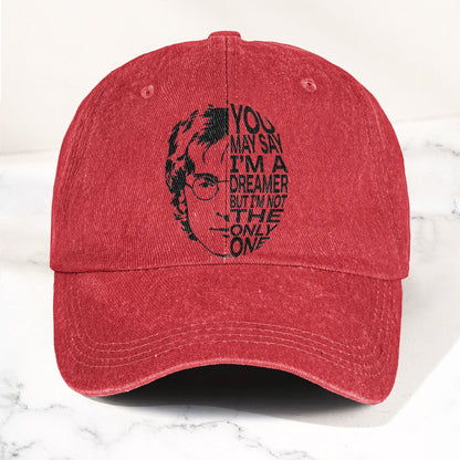 John Lennon You May Say I'm A Dreamer But I'm Not The Only One Denim Cap – Retro Rock Music Fan Cap Gift For Dad (With Box)