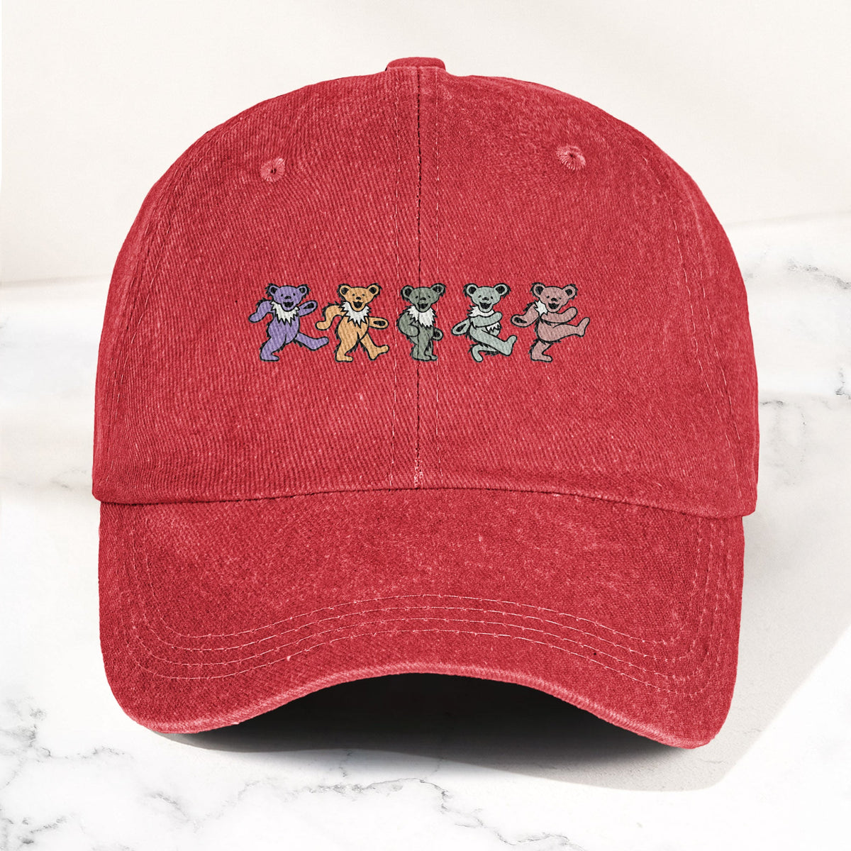 Grateful Dead Pastel Dancing Bears Denim Cap – Vintage Music Grateful Dead Merch Gift for Dad (With Box)