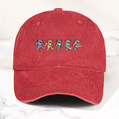 Grateful Dead Pastel Dancing Bears Denim Cap – Vintage Music Grateful Dead Merch Gift for Dad (With Box)