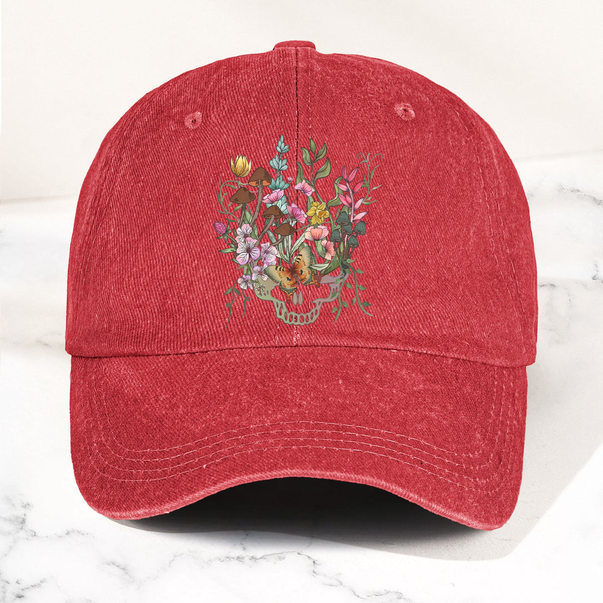 Grateful Dead Denim Dad Cap – Stealie Botanical Butterflies Design ( With BOX)