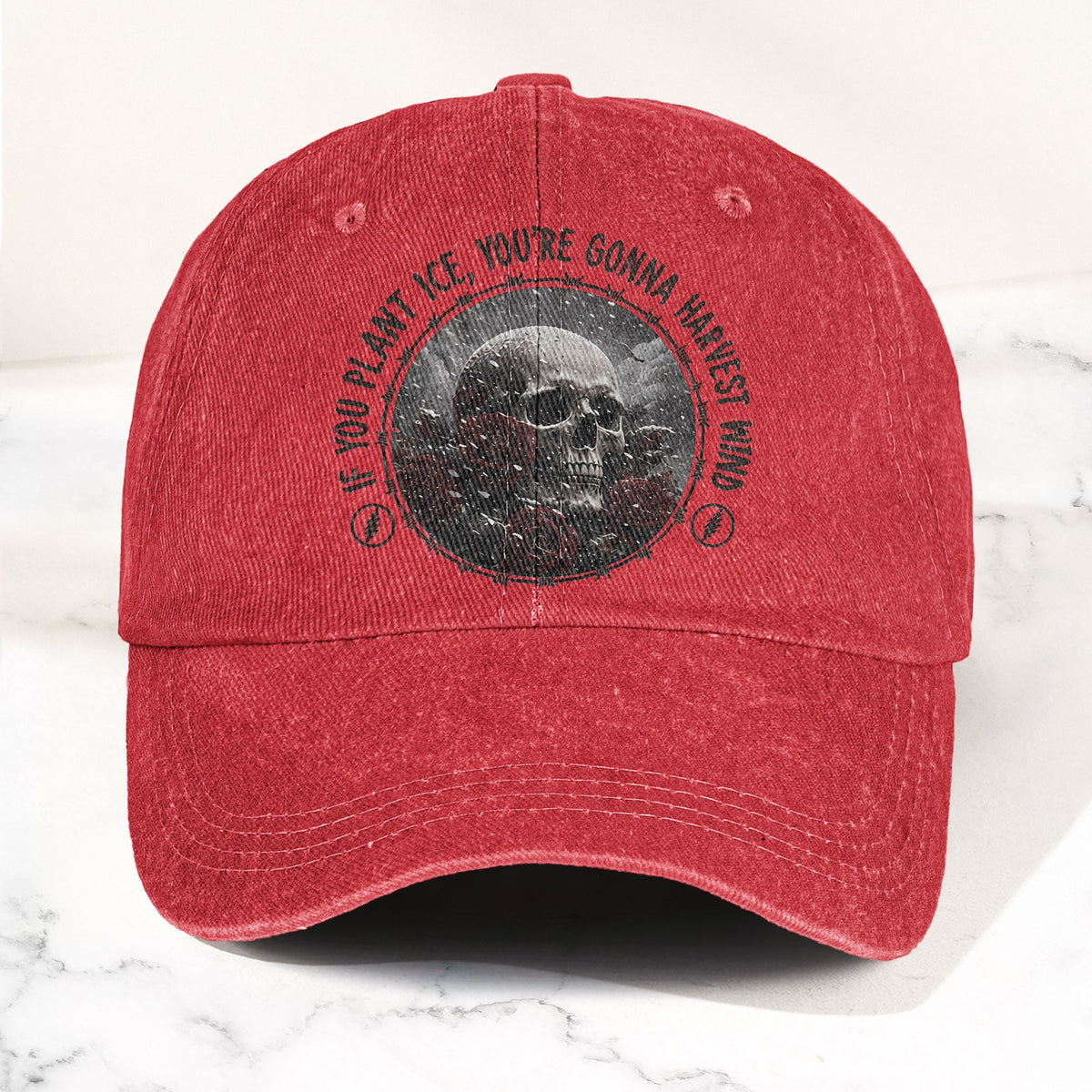 Grateful Dead Skull Franklin's Tower Lyrics Vintage Denim Cap – Retro Dad Cap (With Box)